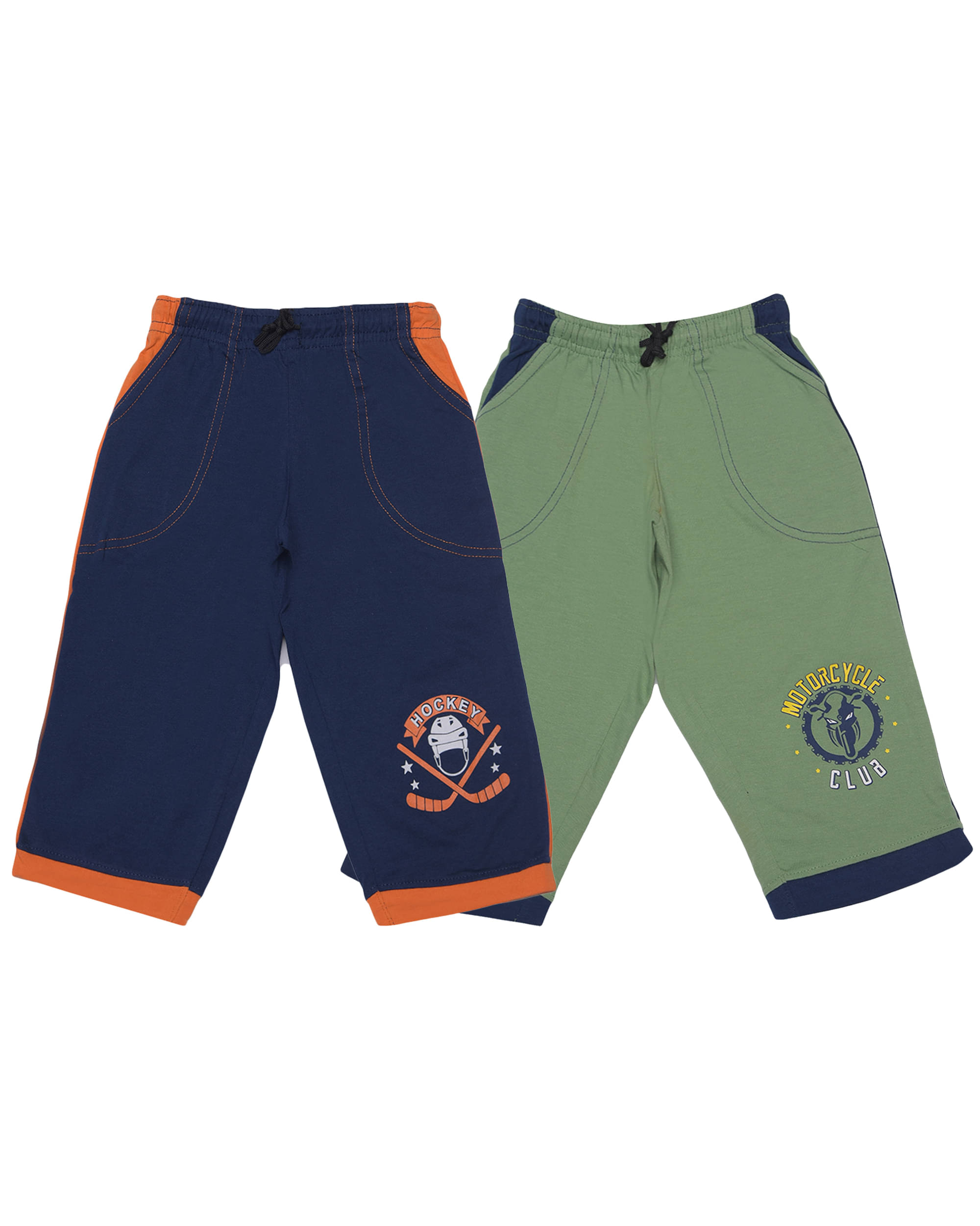     			Dollar Champion Kidswear Pack of 2 Cotton Three-Fourth For Boys ( Multicolor )