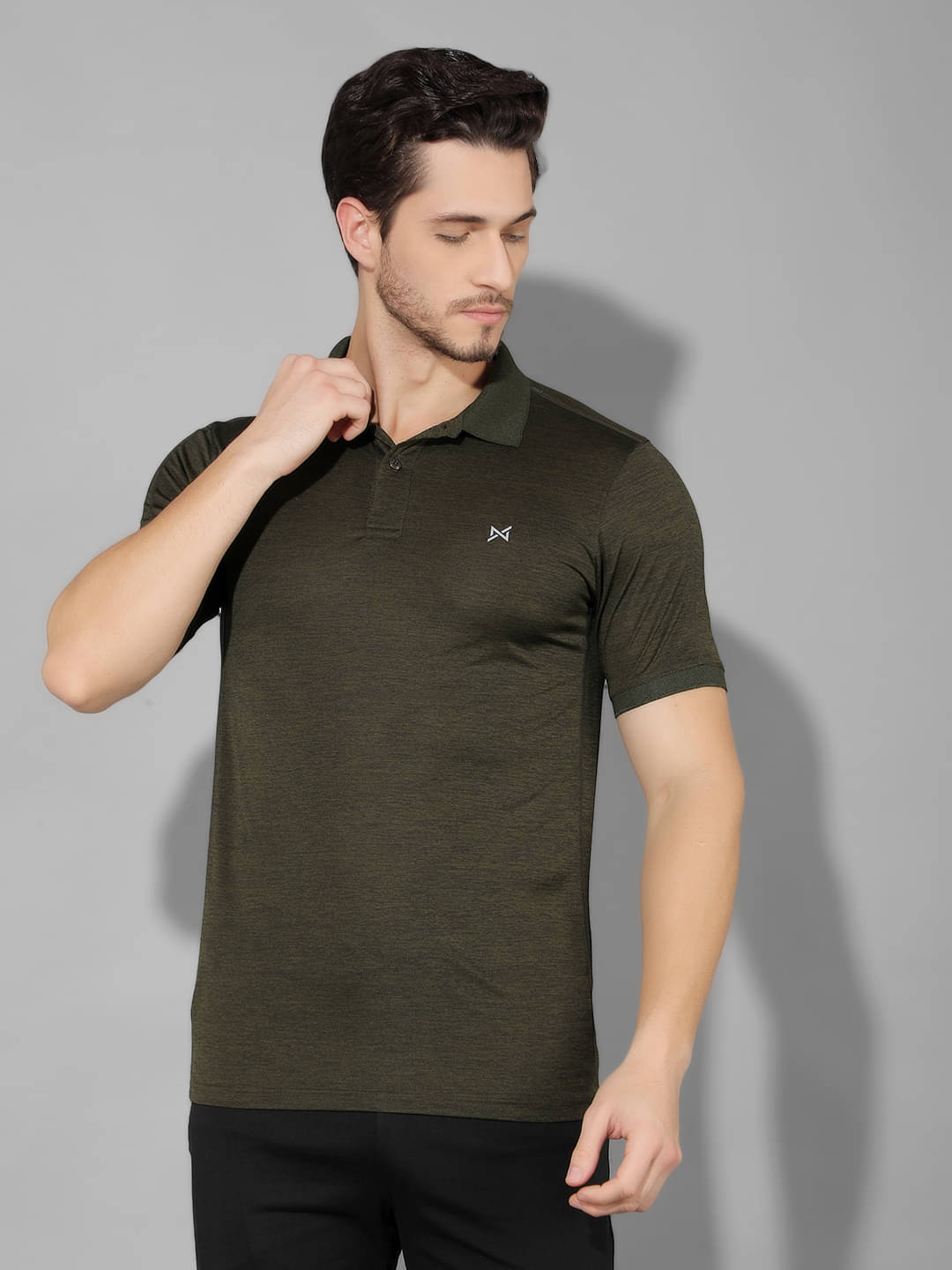     			Force NXT Olive Polyester Regular Fit Men's Sports Polo T-Shirt ( Pack of 1 )