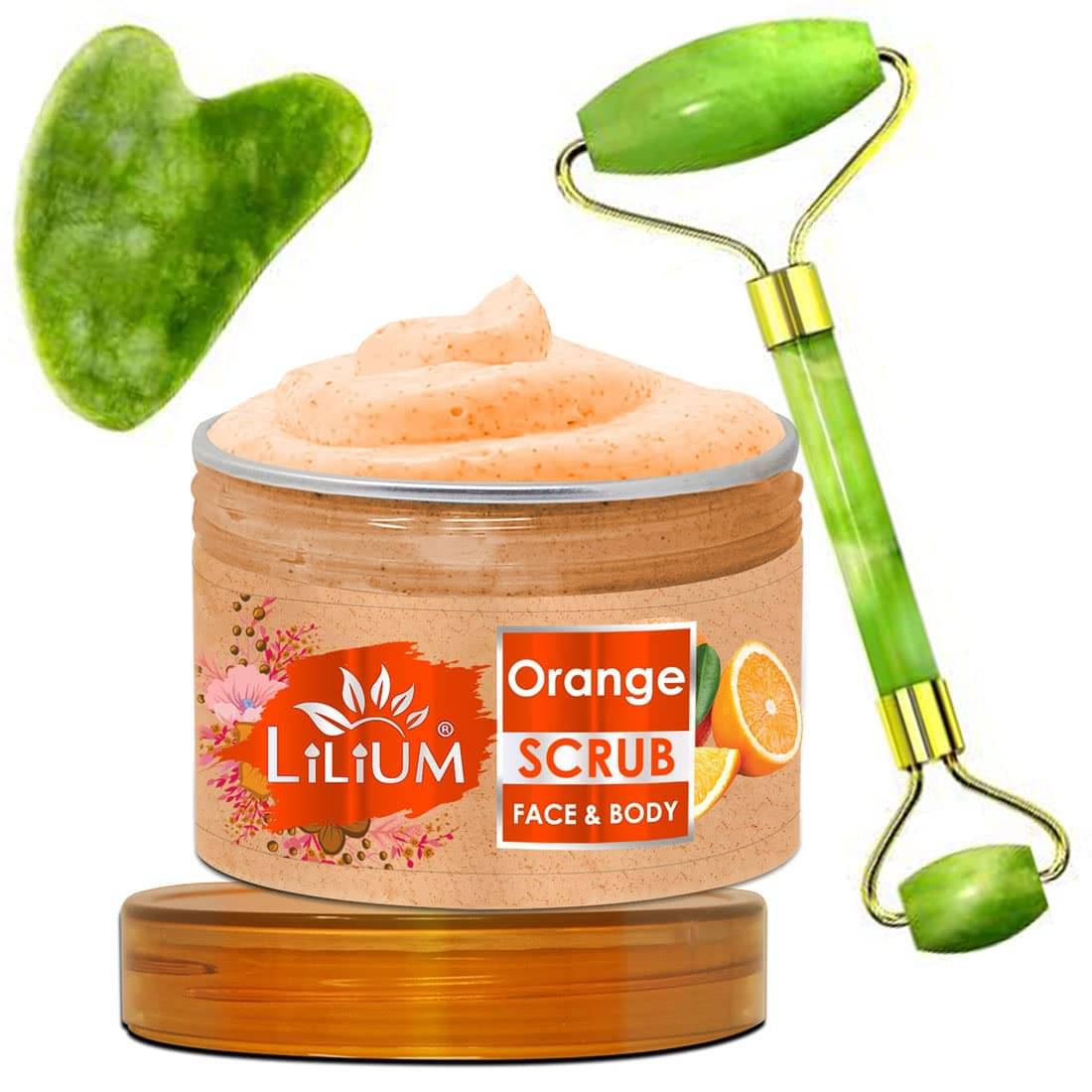     			Lilium Orange Face & Body Scrub & Double Side Face Roller (250g)