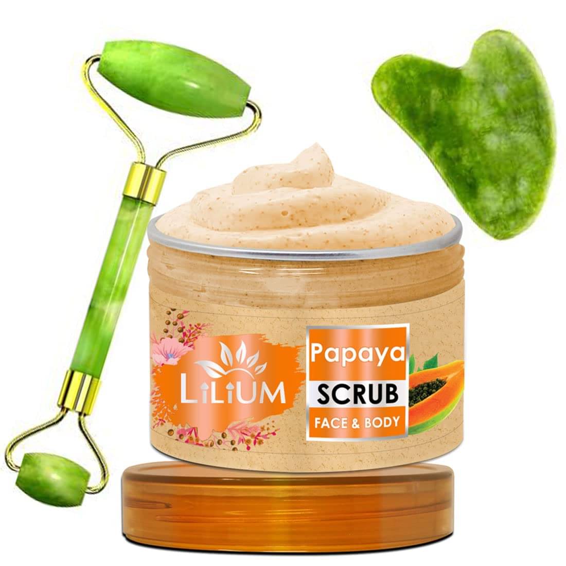     			Lilium Papaya Face & Body Scrub & Double Side Face Roller (250g)
