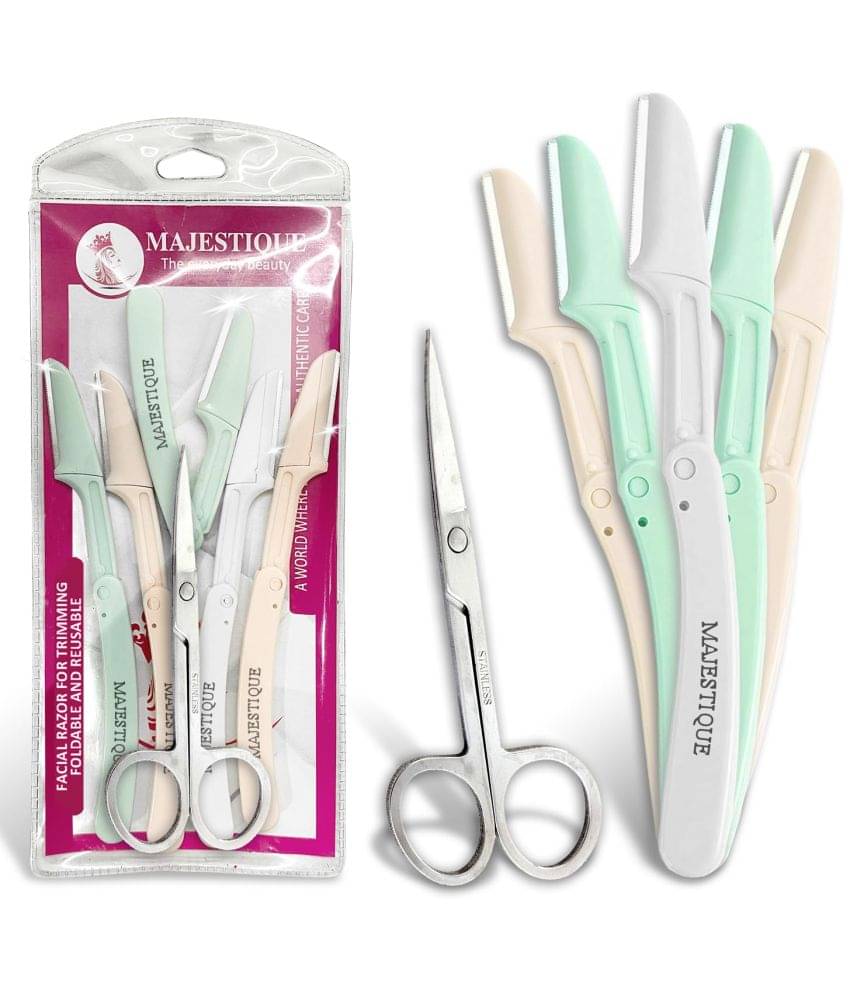     			Majestiqe Facial Razor for Trimming Foldable & Reusable For Body, Face, Eyebrow - 6Pcs/Multicolor