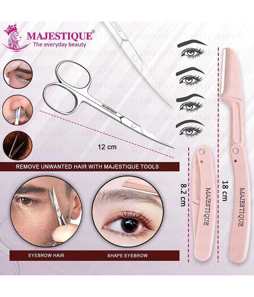 Majestiqe Facial Razor for Trimming Foldable & Reusable For Body, Face, Eyebrow - 6Pcs/Multicolor