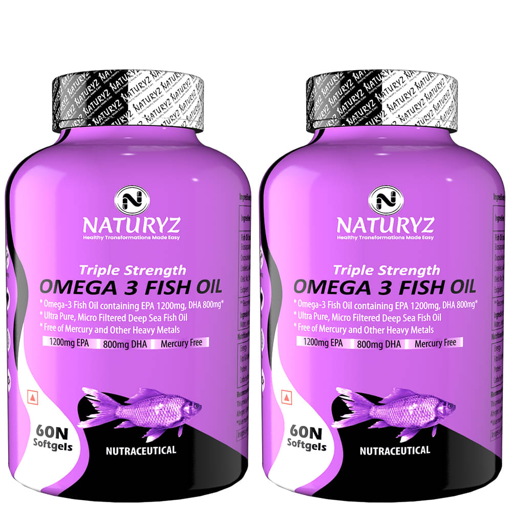     			NATURYZ Triple Strength Omega 3 Fish Oil 2500 Mg with Highest EPA 1200mg, DHA 800mg - 120 Softgels