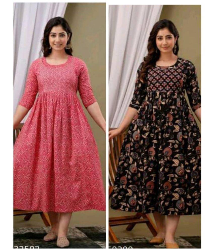 Nevisha Style Multi Color Cotton Maternity Kurta Pack of 2 Nevisha Style Multi Color Cotton Maternity Kurta Pack of 2
