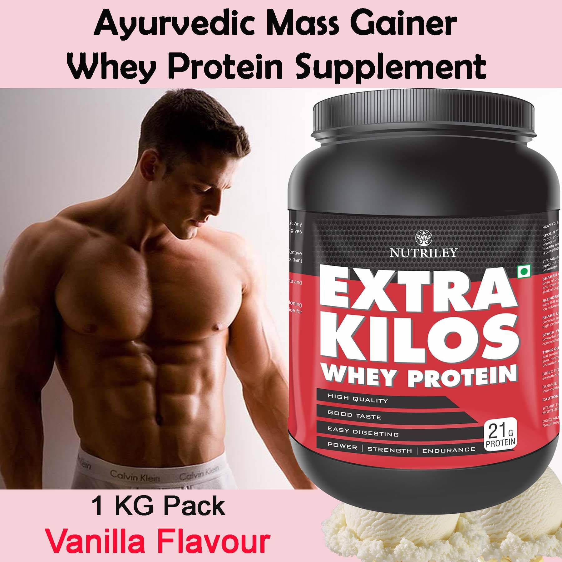 Nutriley Extra Kilos Whey Protein ( 1000 gm , Vanilla - Flavour ) Nutriley Extra Kilos Whey Protein ( 1000 gm , Vanilla - Flavour )