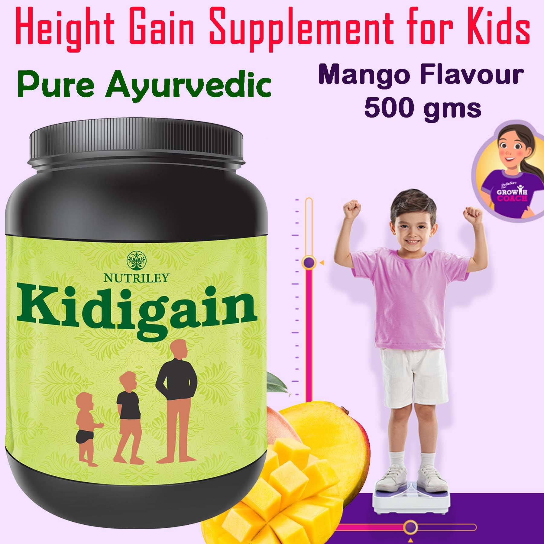 Nutriley Kidigain Whey Protein ( 500 gm , Mango - Flavour ) Nutriley Kidigain Whey Protein ( 500 gm , Mango - Flavour )