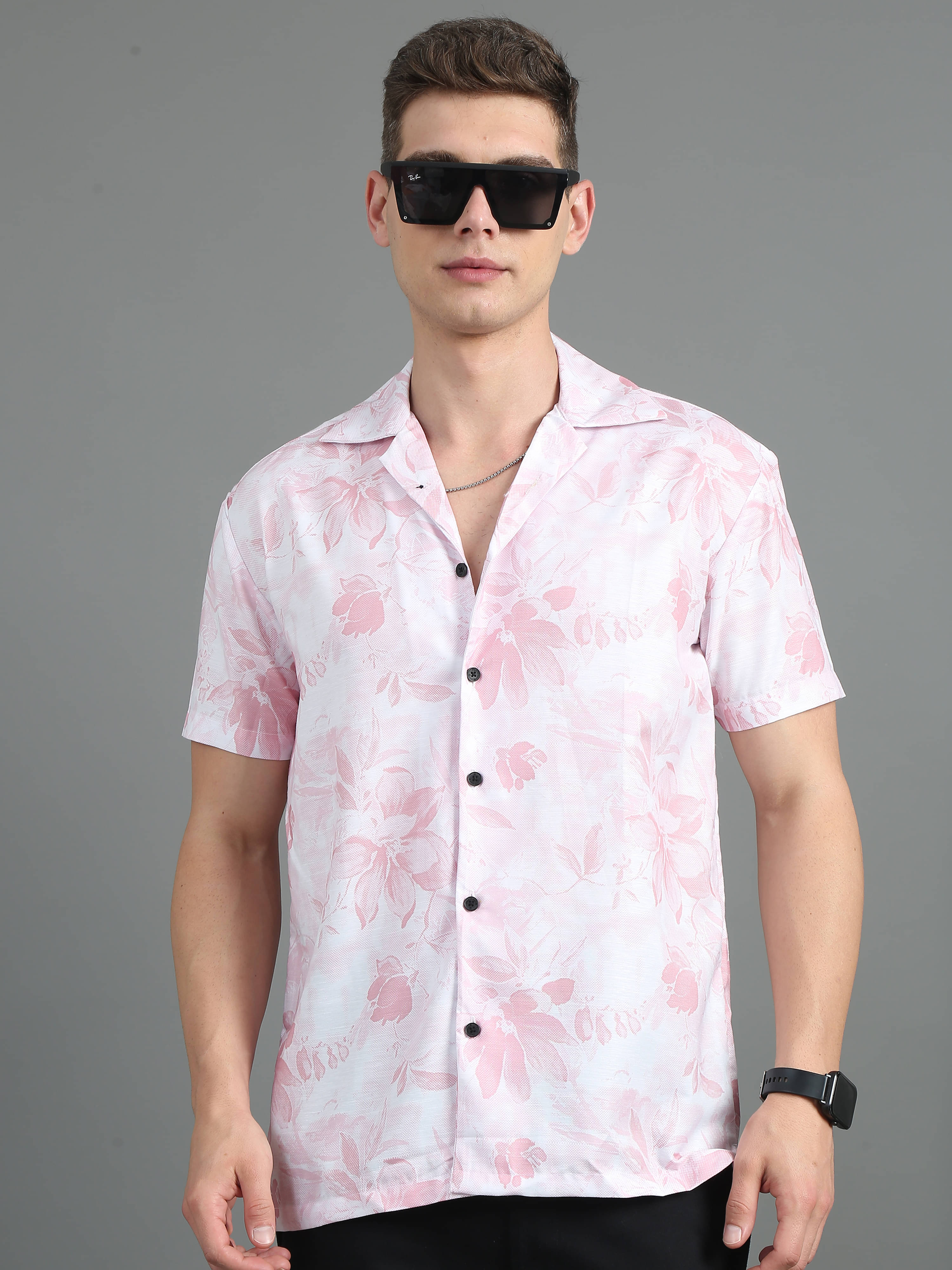     			Paul Street Polyester Slim Fit Printed Half Sleeves Men's Casual Shirt - Pink ( Pack of 1 )