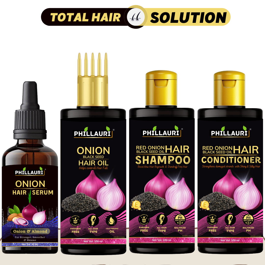 Red Onion Anti Hair Loss & Hair Growth Hair Oil (100ml) + Shampoo (100ml) + Hair Conditioner (100ml) + Hair Serum (30ml)