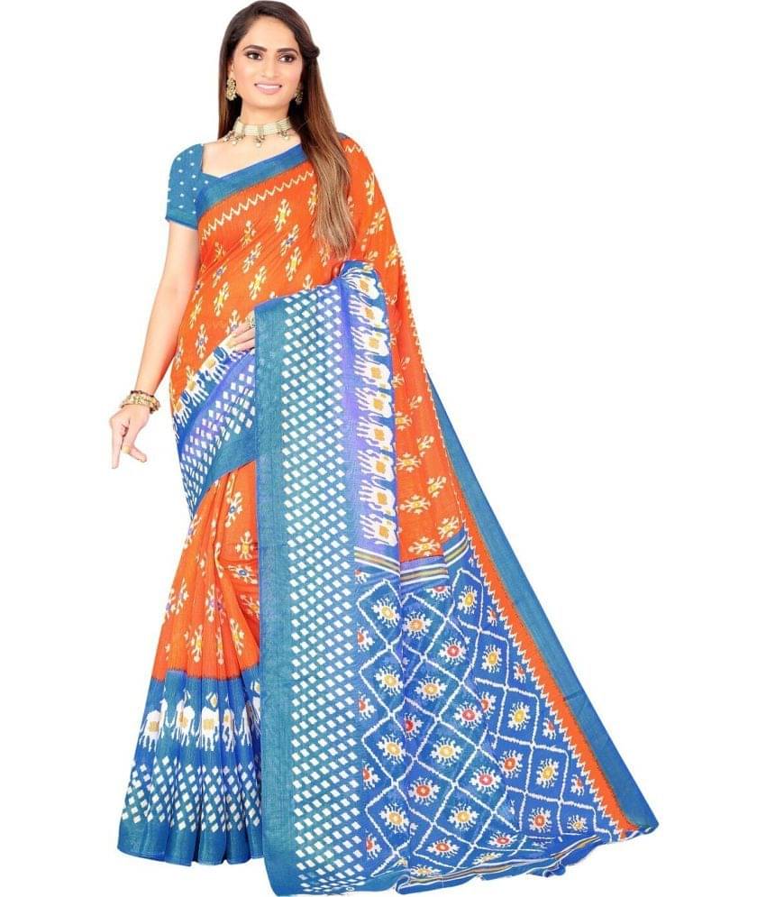 Saadhvi Cotton Silk Applique Saree Without Blouse Piece ( Brown ) Saadhvi Cotton Silk Applique Saree Without Blouse Piece ( Brown )