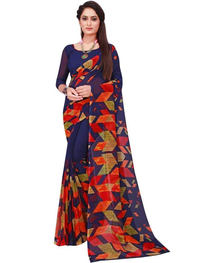 Saadhvi Cotton Silk Applique Saree Without Blouse Piece ( Blue )     			Saadhvi Cotton Silk Applique Saree Without Blouse Piece ( Blue )