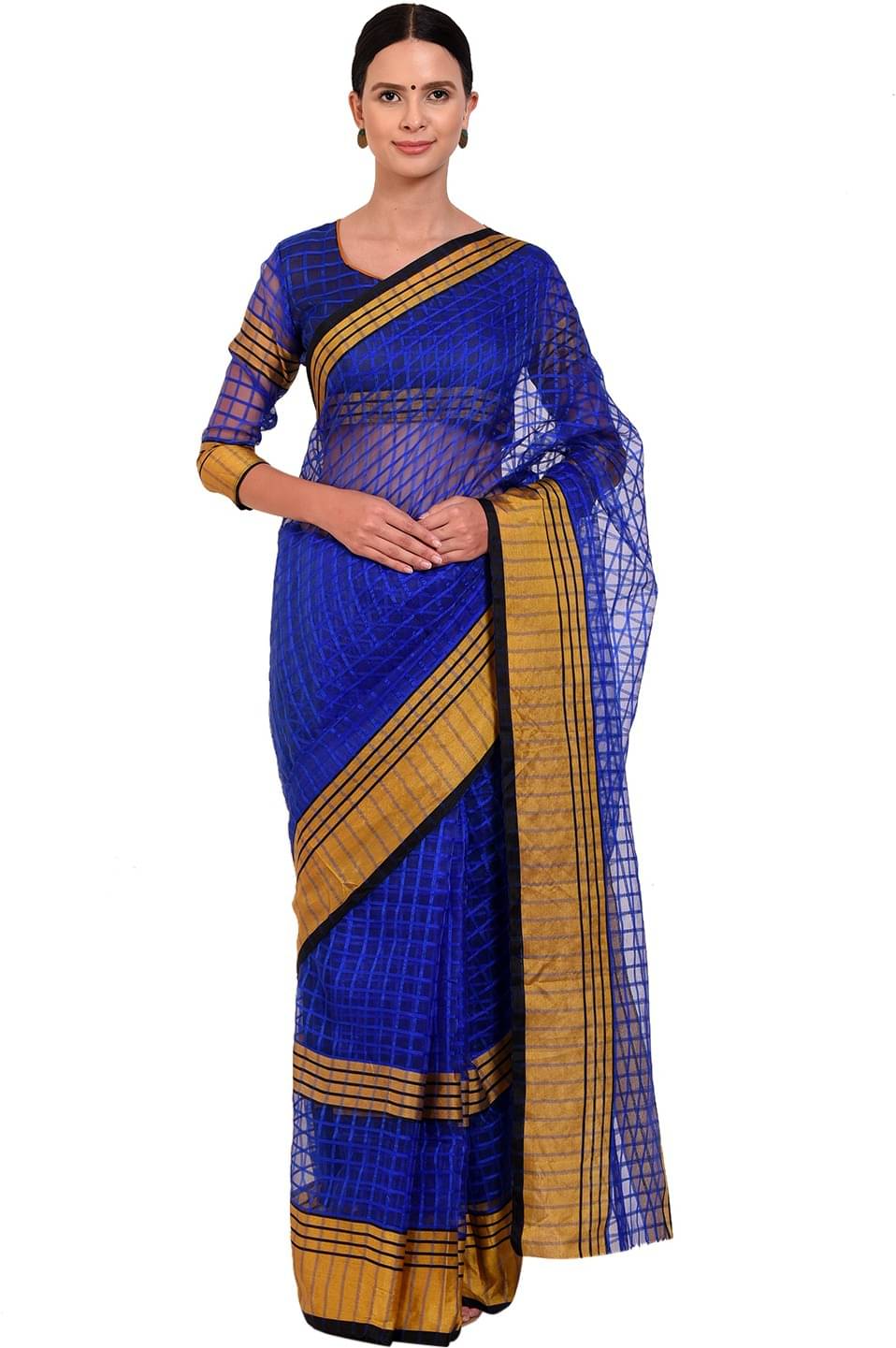 Saadhvi Cotton Silk Solid Saree Without Blouse Piece ( Blue )     			Saadhvi Cotton Silk Solid Saree Without Blouse Piece ( Blue )