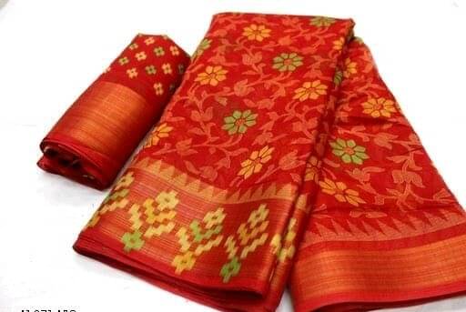 Saadhvi Cotton Silk Solid Saree Without Blouse Piece ( Red ) Saadhvi Cotton Silk Solid Saree Without Blouse Piece ( Red )