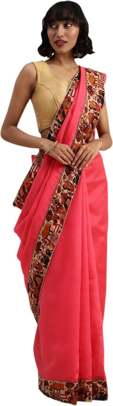 Saadhvi Net Cut Outs Saree With Unstitched Blouse Piece ( Pink ) Saadhvi Net Cut Outs Saree With Unstitched Blouse Piece ( Pink )