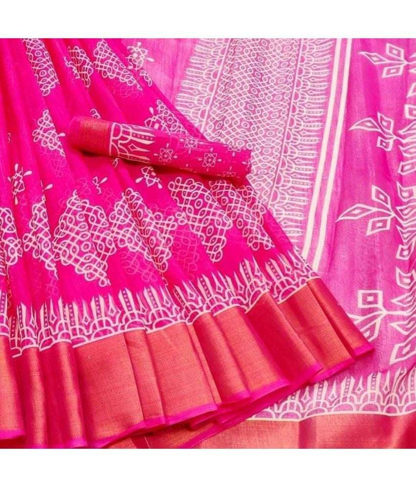     			Saadhvi Net Cut Outs Saree With Unstitched Blouse Piece ( Pink )