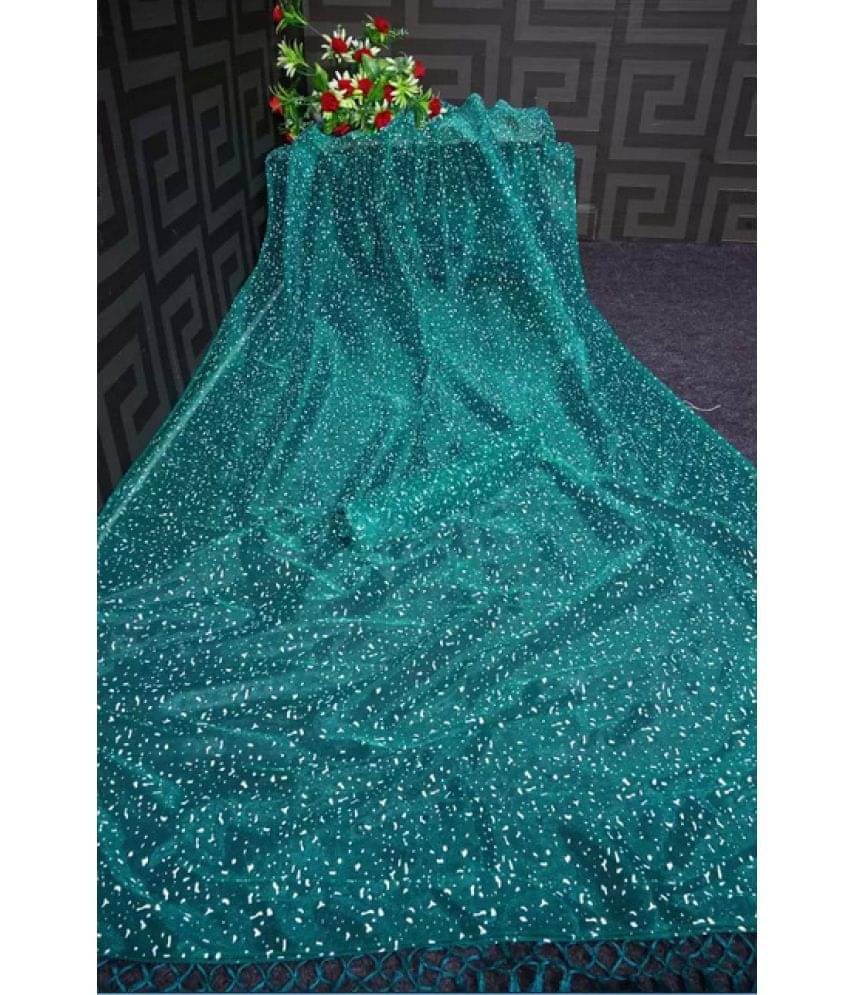     			Saadhvi Net Cut Outs Saree With Unstitched Blouse Piece ( Rama )