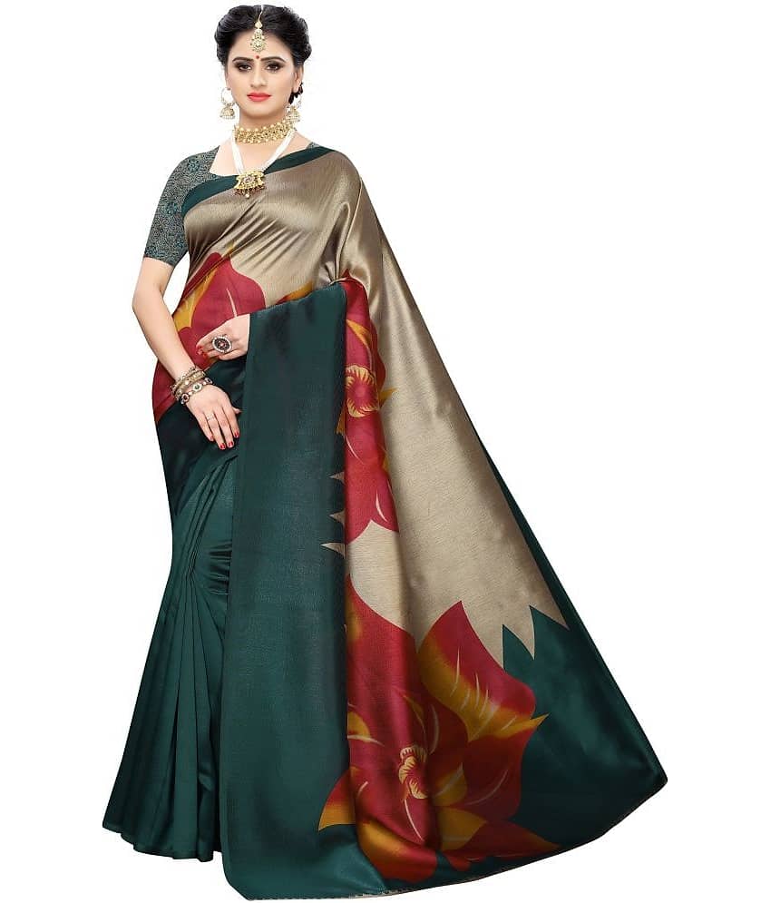 Saadhvi Net Cut Outs Saree With Unstitched Blouse Piece ( Rama ) - Sarees | Buy online on ZillyBuy