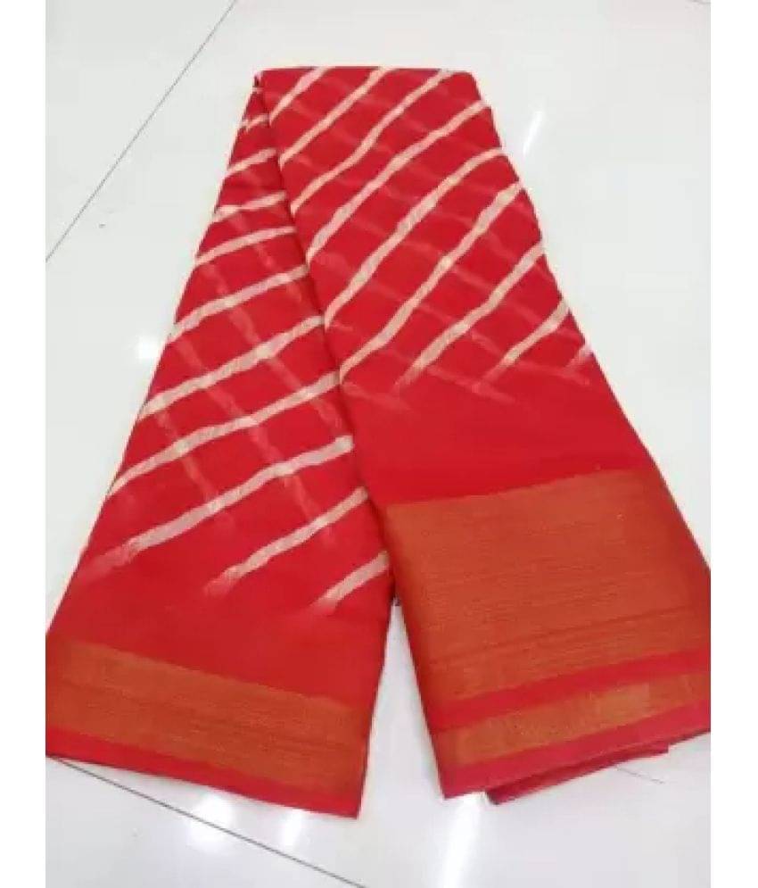     			Saadhvi Net Cut Outs Saree With Unstitched Blouse Piece ( Red )