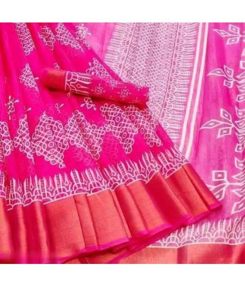     			Saadhvi Net Cut Outs Saree With Unstitched Blouse Piece ( Pink )