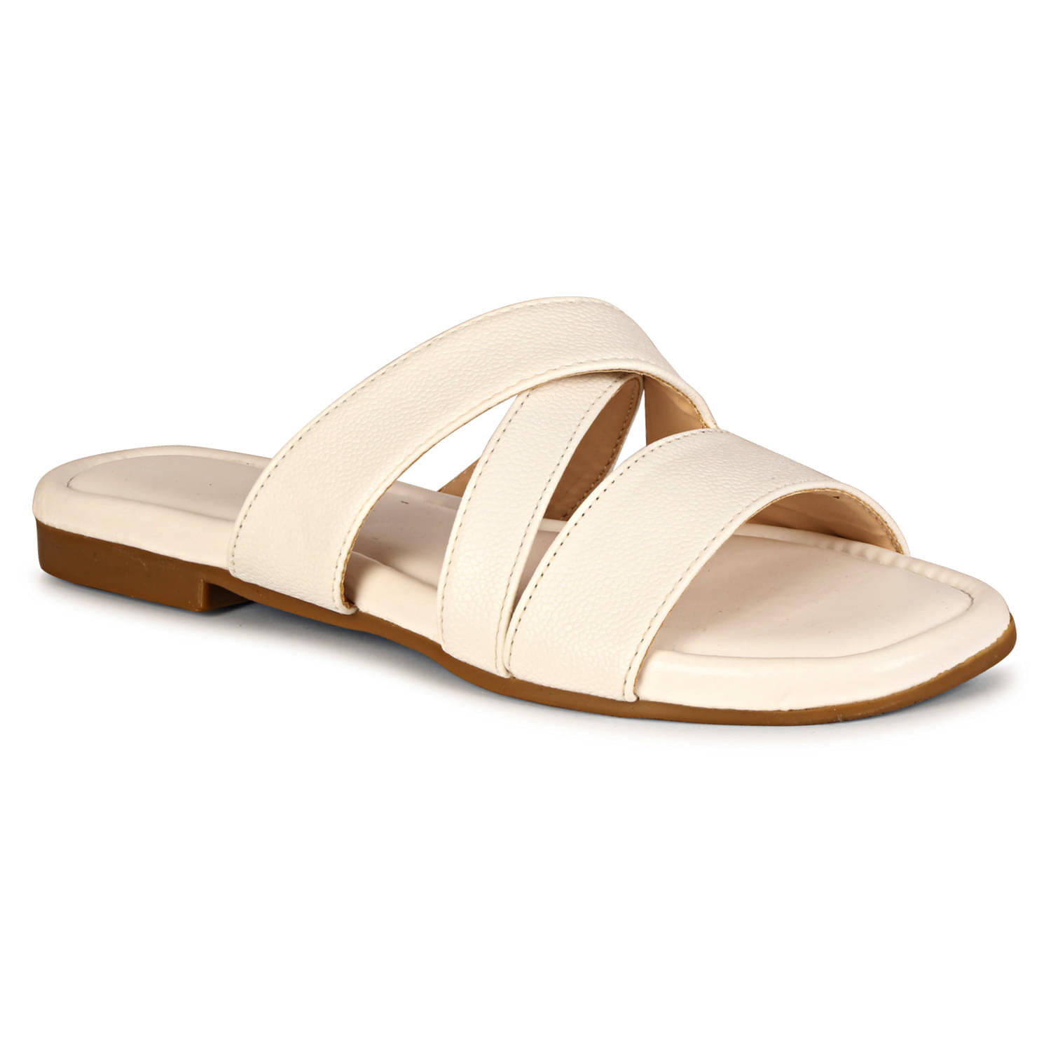     			Saheb White Women's Flats