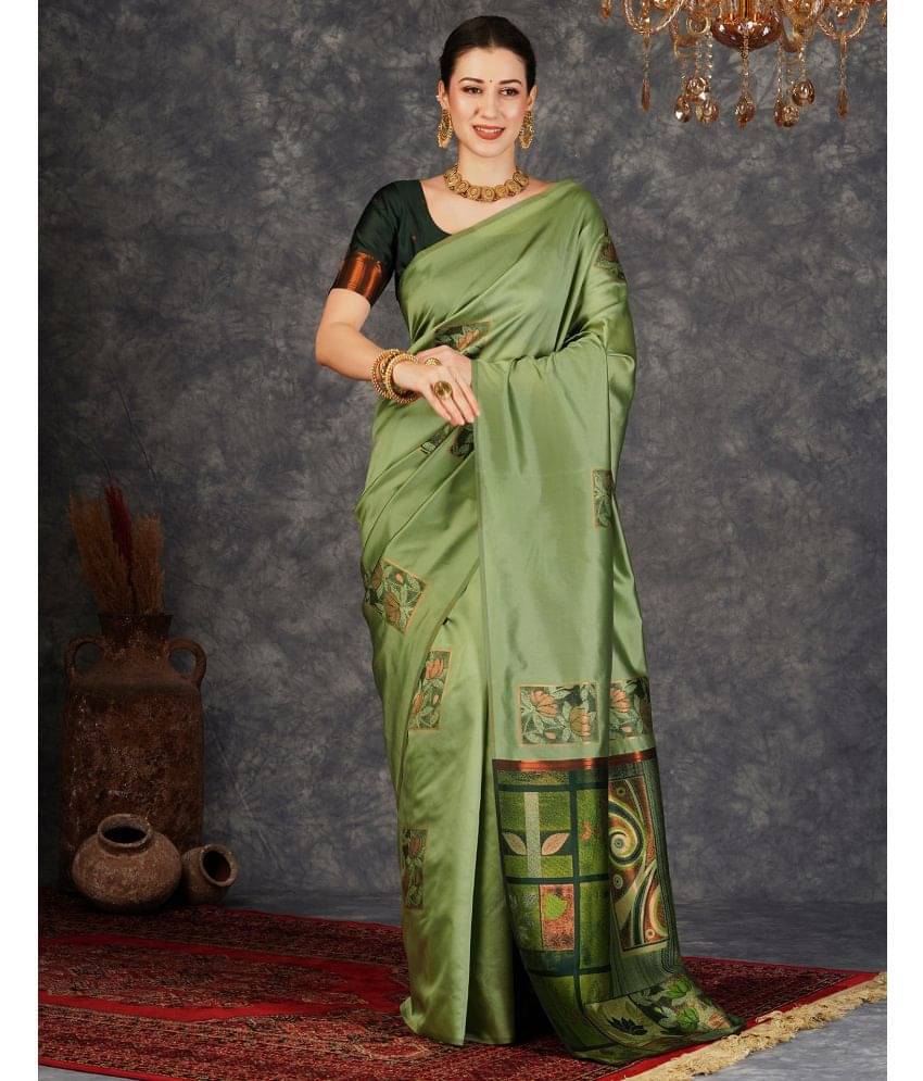 Satrani Silk Self Design Saree With Unstitched Blouse Piece ( Light Green ) Satrani Silk Self Design Saree With Unstitched Blouse Piece ( Light Green )