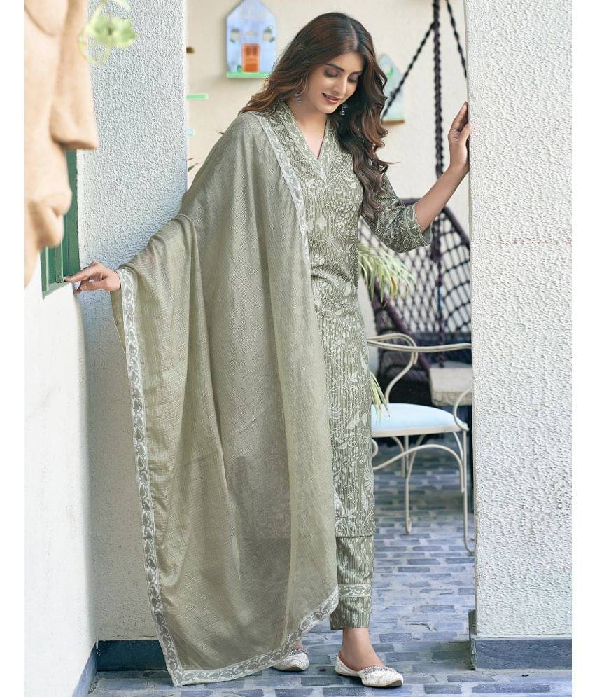    			Skylee Rayon Printed Kurti With Pants Women's Stitched Salwar Suit - Sea Green ( Pack of 1 )