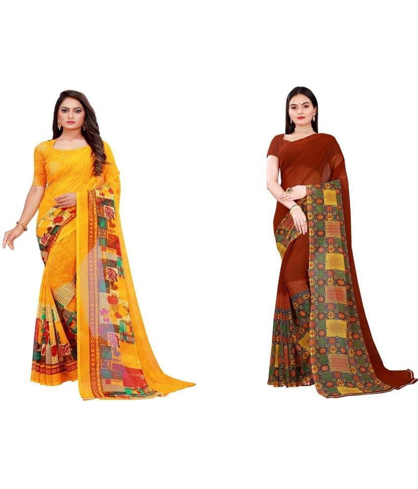     			Vkaran Cotton Silk Printed Saree With Unstitched Blouse Piece ( Multicolor )