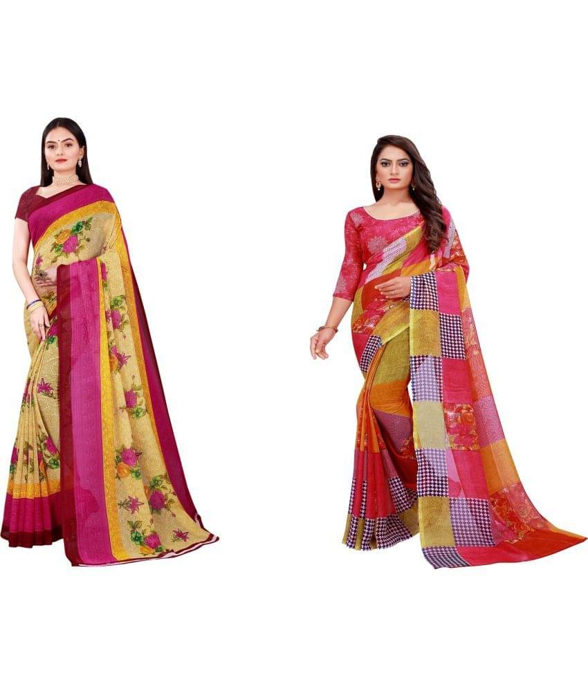 Vkaran Cotton Silk Printed Saree With Unstitched Blouse Piece ( Multicolor ) Vkaran Cotton Silk Printed Saree With Unstitched Blouse Piece ( Multicolor )