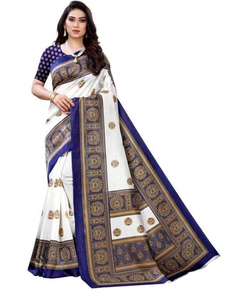     			Vkaran Net Cut Outs Saree With Unstitched Blouse Piece ( Blue )