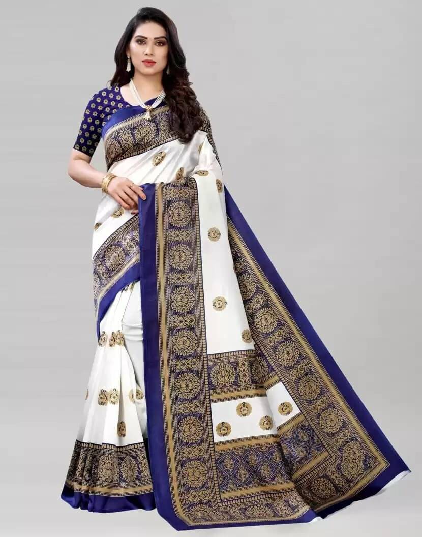     			Vkaran Net Cut Outs Saree With Unstitched Blouse Piece ( White )