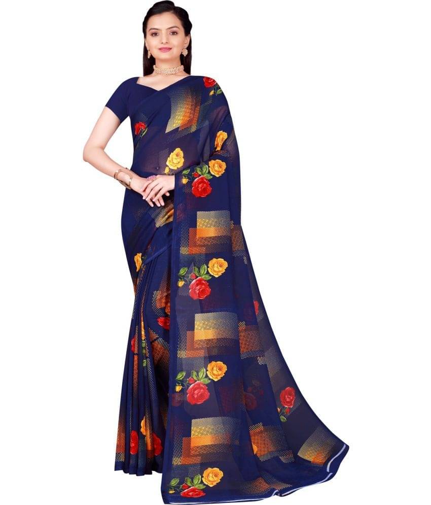 Vkaran Net Cut Outs Saree With Unstitched Blouse Piece ( Blue ) Vkaran Net Cut Outs Saree With Unstitched Blouse Piece ( Blue )