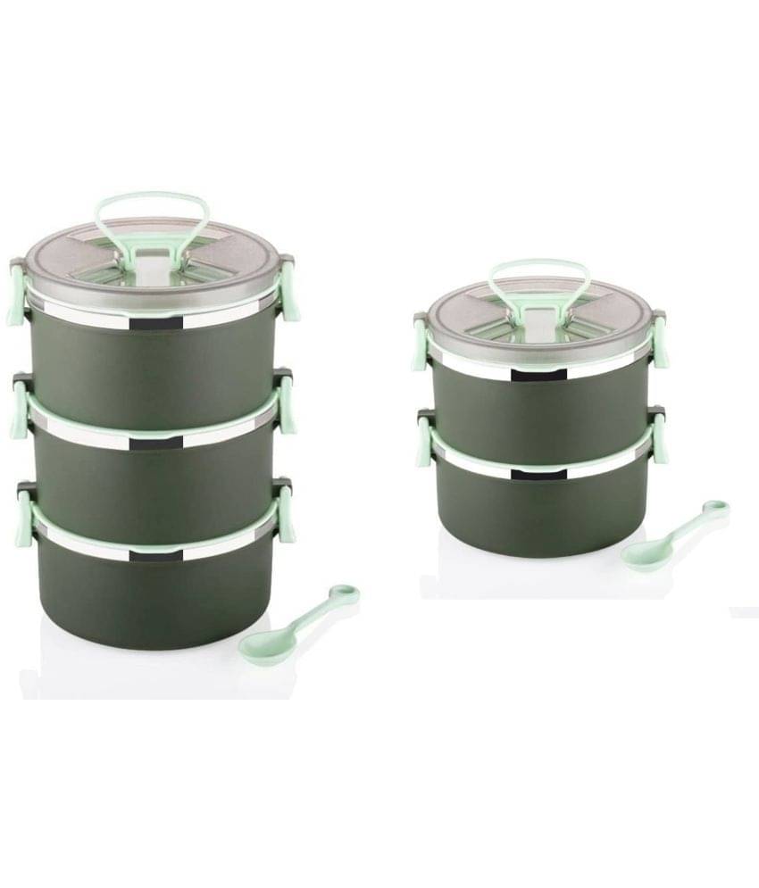 Analog Kitchenware 2&3 Compartment School/Office Stainless Steel Lunch Box 5 - Container ( Pack of 2 ) Analog Kitchenware 2&3 Compartment School/Office Stainless Steel Lunch Box 5 - Container ( Pack of 2 )