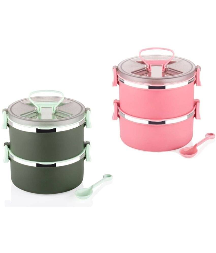 Analog Kitchenware 2 & 3 Pic School/College Stainless Steel Lunch Box 5 - Container ( Pack of 2 ) Analog Kitchenware 2 & 3 Pic School/College Stainless Steel Lunch Box 5 - Container ( Pack of 2 )