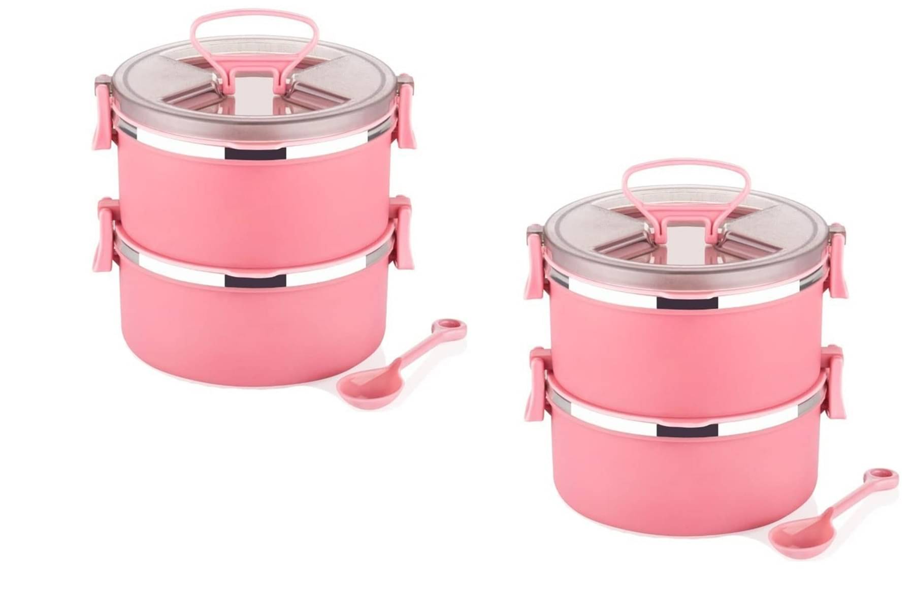 Analog Kitchenware 2 Pic 2 Set School/College Stainless Steel Lunch Box 4 - Container ( Pack of 2 ) Analog Kitchenware 2 Pic 2 Set School/College Stainless Steel Lunch Box 4 - Container ( Pack of 2 )