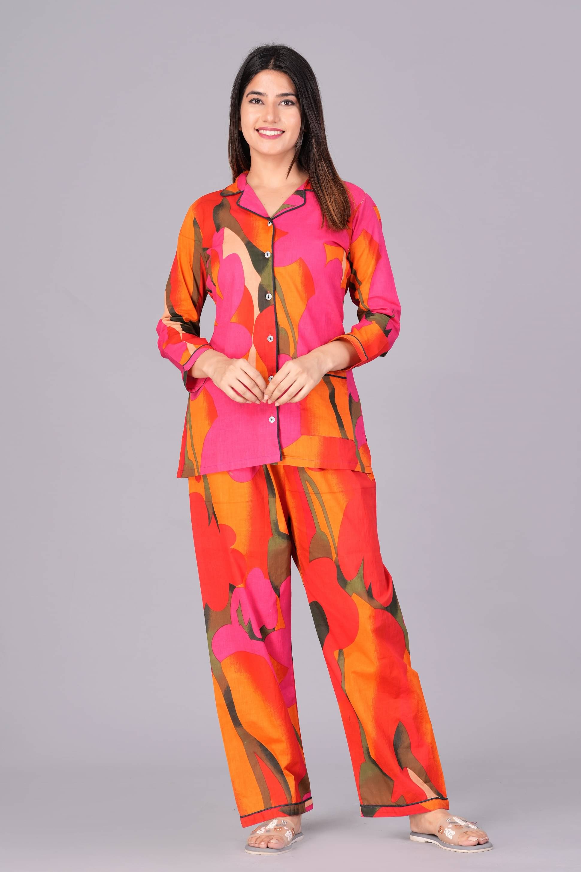 CTMTEX Red,Pink Rayon Women's Nightwear Nightsuit Sets ( Pack of 1 ) CTMTEX Red,Pink Rayon Women's Nightwear Nightsuit Sets ( Pack of 1 )