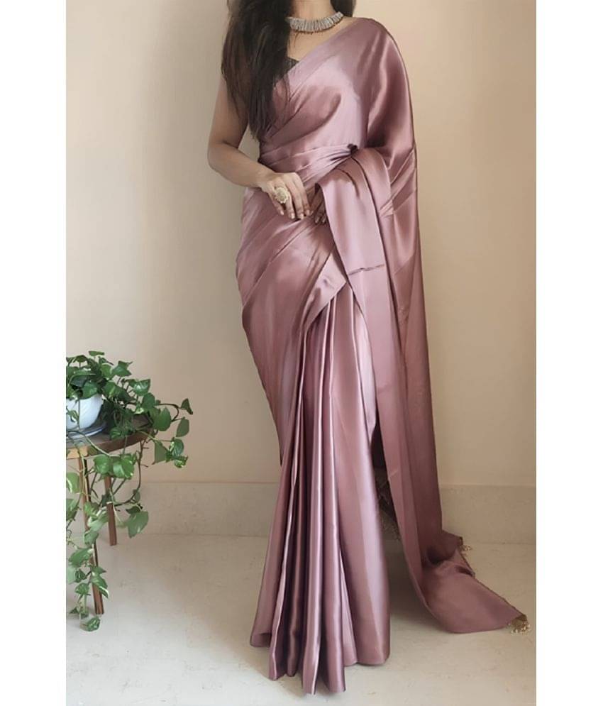 JULEE Satin Solid Saree With Unstitched Blouse Piece ( Peach ) JULEE Satin Solid Saree With Unstitched Blouse Piece ( Peach )