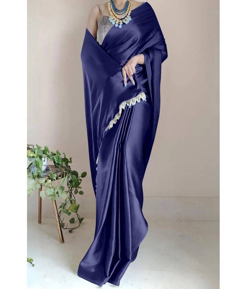 JULEE Satin Solid Saree With Unstitched Blouse Piece ( Navy Blue ) JULEE Satin Solid Saree With Unstitched Blouse Piece ( Navy Blue )