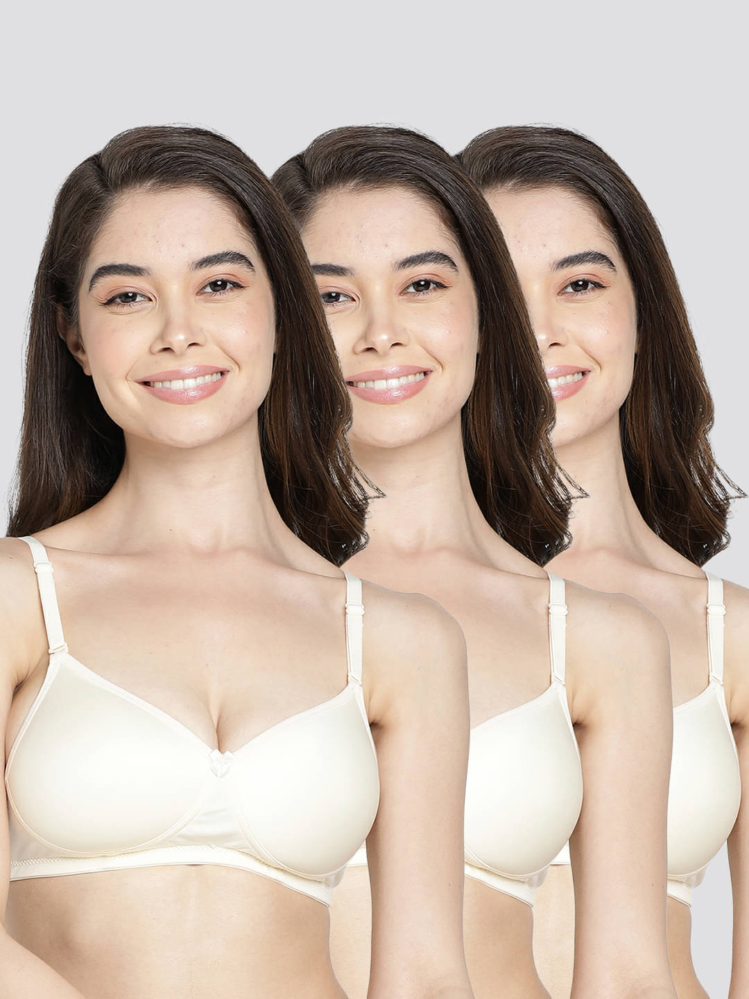     			Kalyani Pack of 3 Cotton Blend Lightly Padded Women's Everyday Bra ( Beige ) MARIA