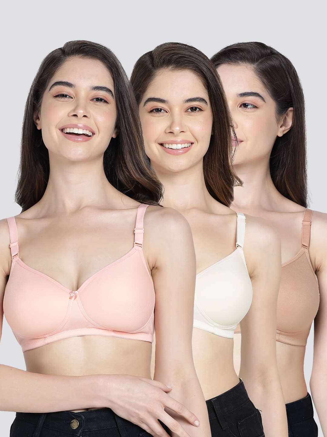     			Kalyani Pack of 3 Cotton Blend Lightly Padded Women's Everyday Bra ( Multicolor ) CHERRY