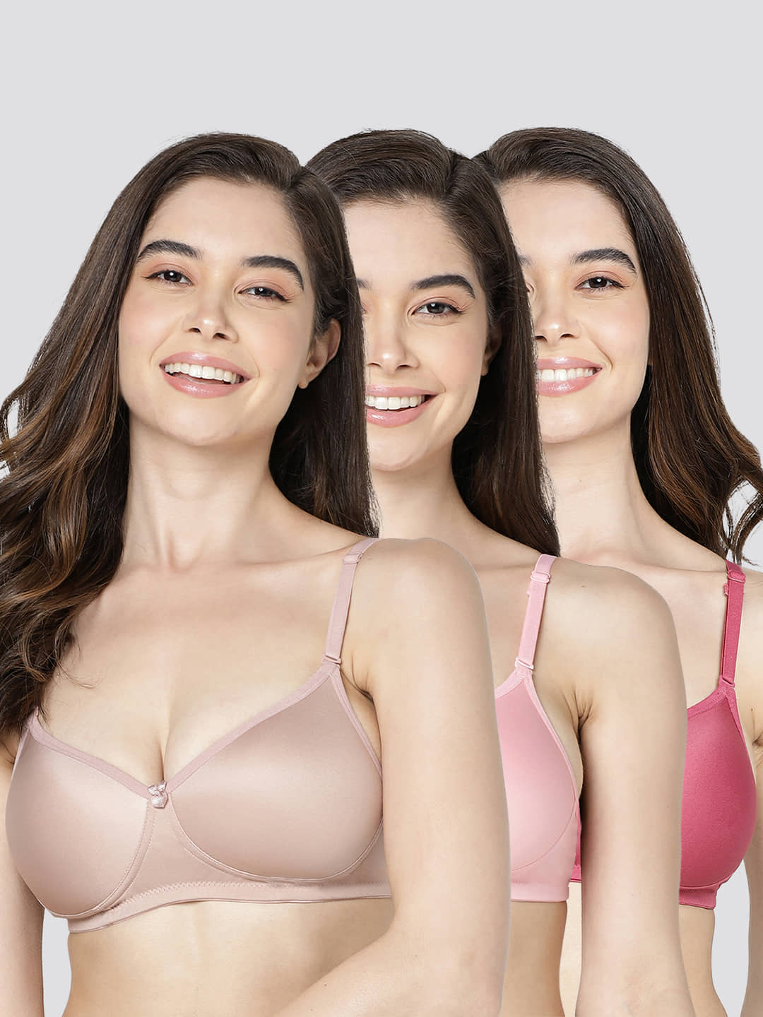 Kalyani Pack of 3 Cotton Blend Lightly Padded Women's Plunge Bra ( Multicolor ) MARIA