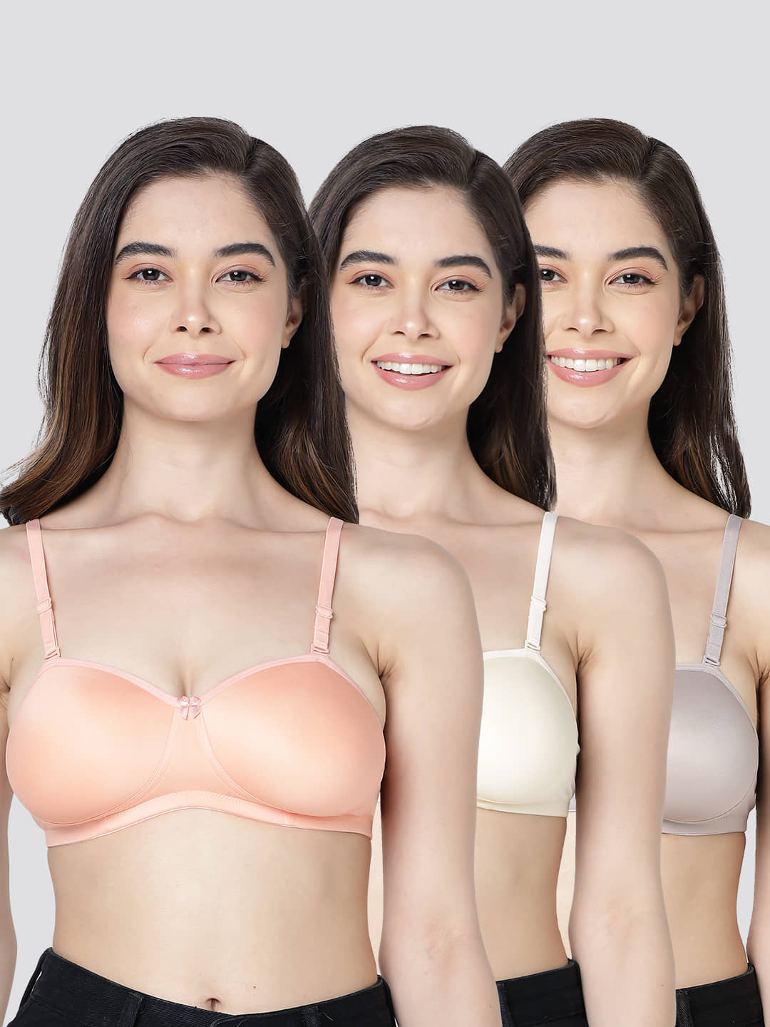 Kalyani Pack of 3 Cotton Blend Lightly Padded Women's Balconette Bra ( Multicolor ) LESLIE