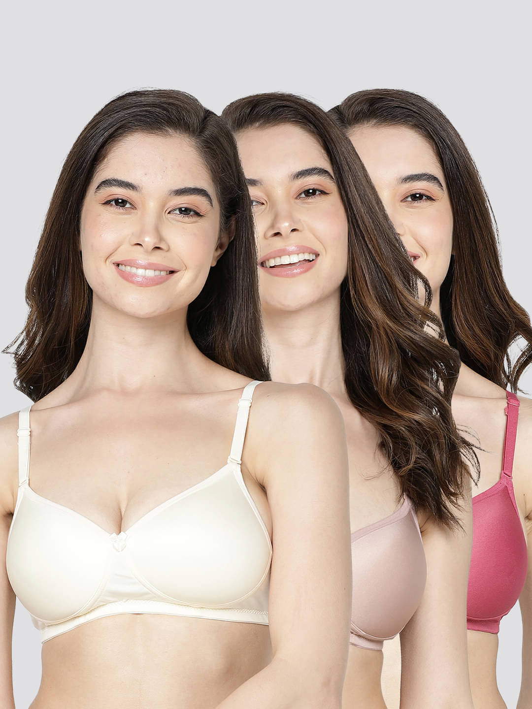     			Kalyani Pack of 3 Cotton Blend Lightly Padded Women's T-Shirt Bra ( Multicolor ) MARIA