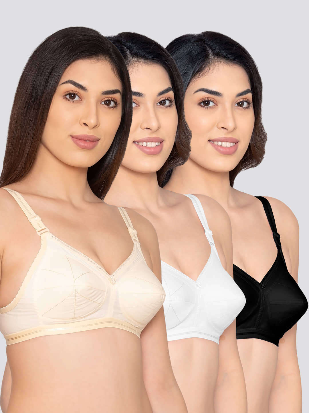 Kalyani Pack of 3 Cotton Blend Non Padded Women's Minimizer Bra ( Multicolor ) DAMINI