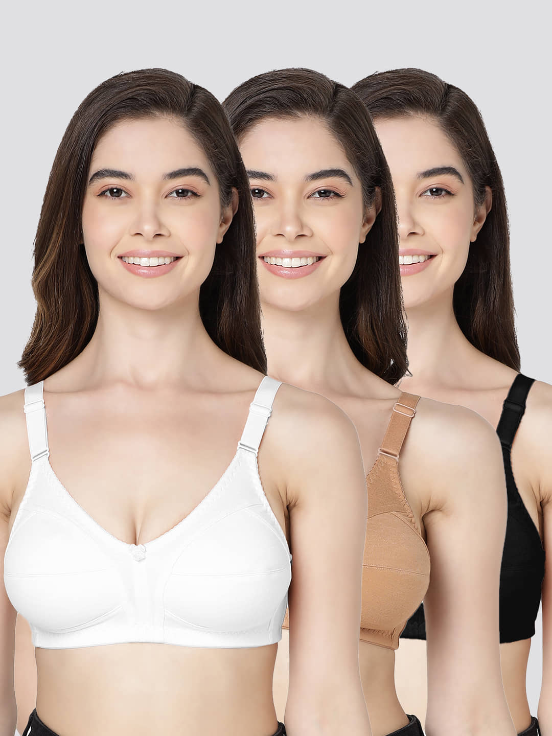 Kalyani Pack of 3 Cotton Blend Non Padded Women's Minimizer Bra ( Multicolor ) ANAYA