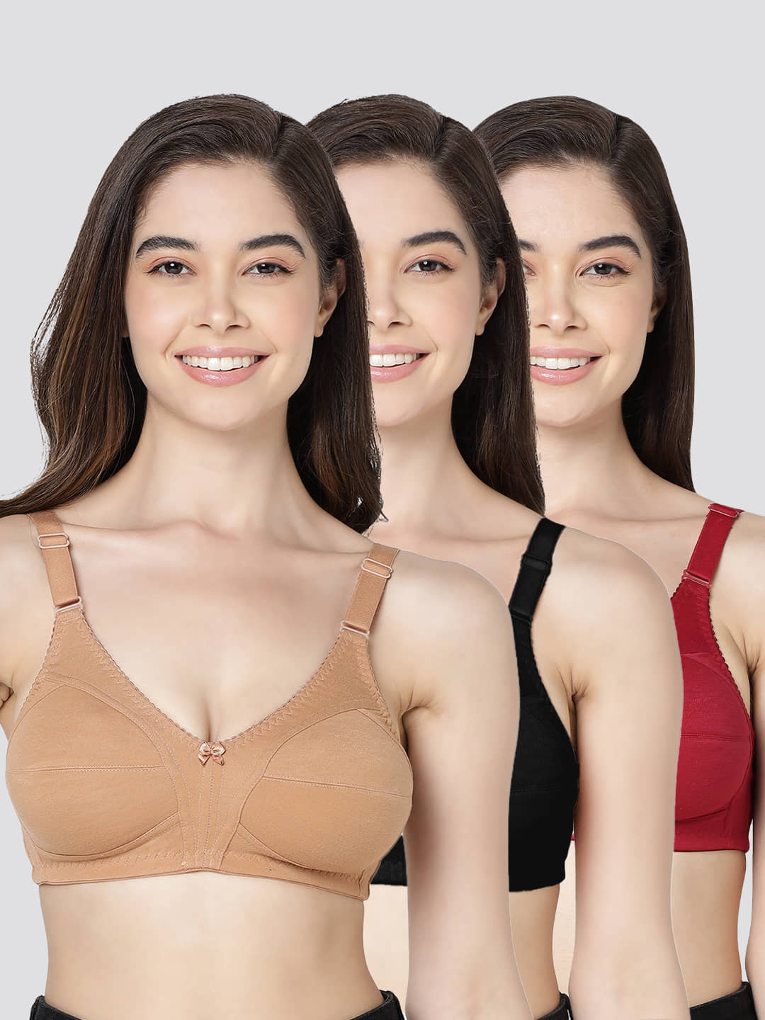 Kalyani Pack of 3 Cotton Blend Non Padded Women's Minimizer Bra ( Multicolor ) ANAYA