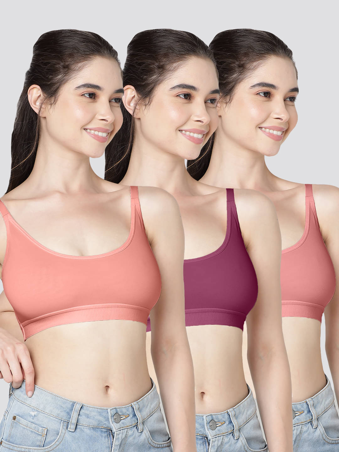 Kalyani Pack of 3 Cotton Blend Non Padded Women's Shaping Bra ( Multicolor ) CATHY     			Kalyani Pack of 3 Cotton Blend Non Padded Women's Shaping Bra ( Multicolor ) CATHY