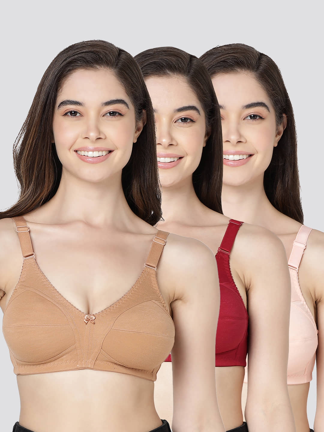 Kalyani Pack of 3 Cotton Blend Non Padded Women's Minimizer Bra ( Multicolor ) ANAYA