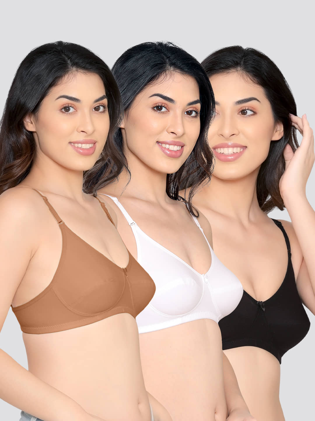 Kalyani Pack of 3 Cotton Non Padded Women's Everyday Bra ( Multicolor ) WAMIKA