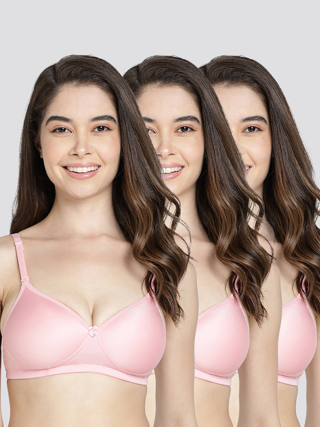     			Kalyani Pack of 3 Cotton Blend Lightly Padded Women's Everyday Bra ( Pink ) MARIA