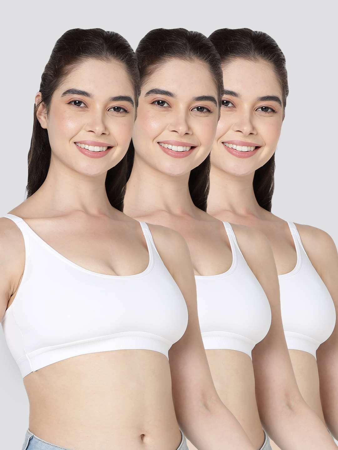 Kalyani Pack of 3 Cotton Blend Non Padded Women's Shaping Bra ( White ) CATHY Kalyani Pack of 3 Cotton Blend Non Padded Women's Shaping Bra ( White ) CATHY