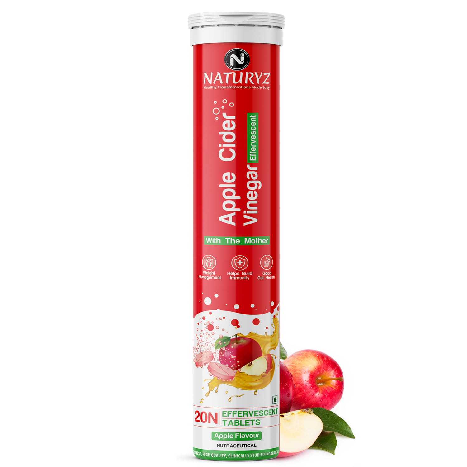     			NATURYZ Apple Cider Vinegar Tablets for Weight Loss, Detox, Immunity with Mother - 20 tablets
